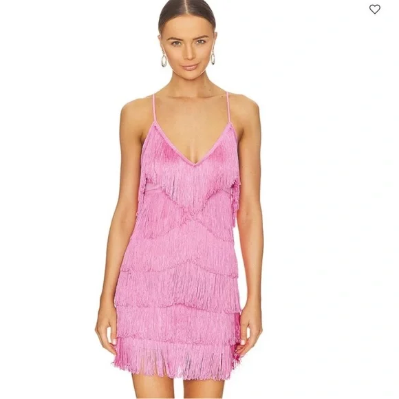 Norma Kamali | Dresses | Norma Kamali Pink Fringe Dress | Poshmark